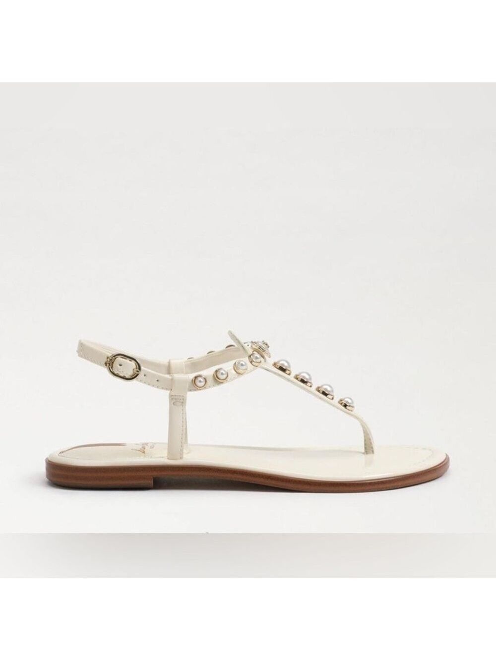 Sam Edelman Gigi Patent Pearl Embellished Thong T- Strap Sandals - NWT - Picture 2 of 11